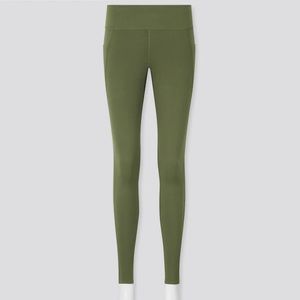 Uniqlo olive green workout leggings with side pockets